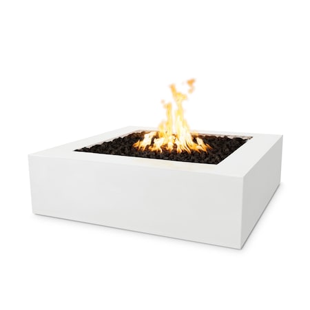 The Outdoor Plus 42 Square Quad Fire Pit - GFRC Concrete - White - Match Lit - Liquid Propane OPT-QD42-LIM-LP